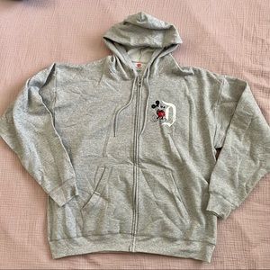 NWT Disneyland Disney Parks Mickey gray zip up hoodie sweatshirt Adult XL
